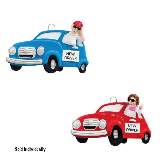 New Driver Red or Blue Car Ornament Personalize