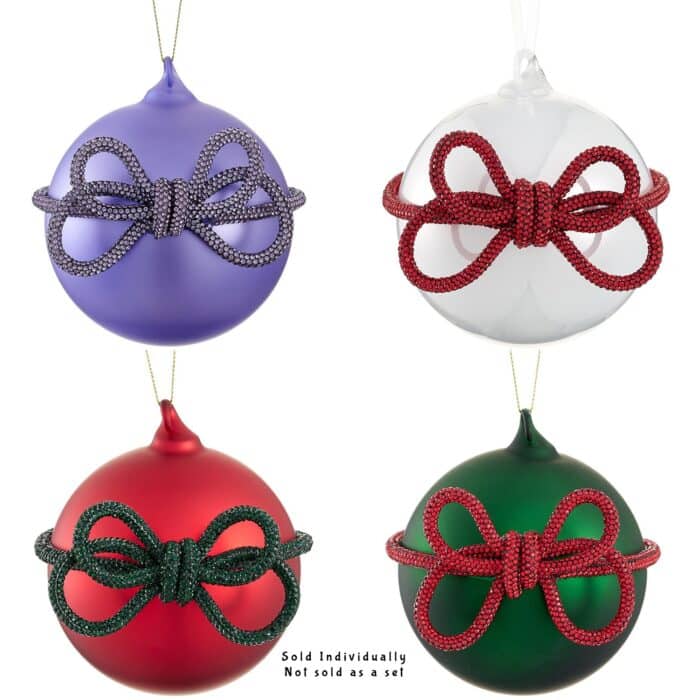 Round Ball With Rhinestone Bow Ornament