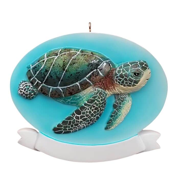 Sea Turtle Oval Ornament Personalized