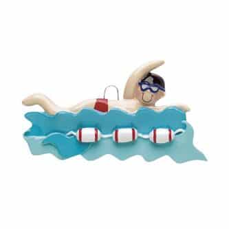 Swimming Boy In Pool Ornament Personalize