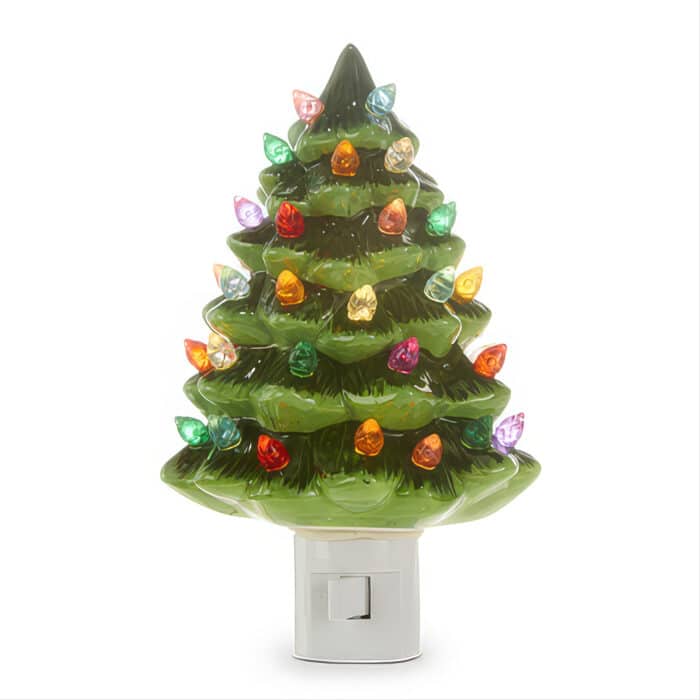 Vintage Green Ceramic Tree Night Light