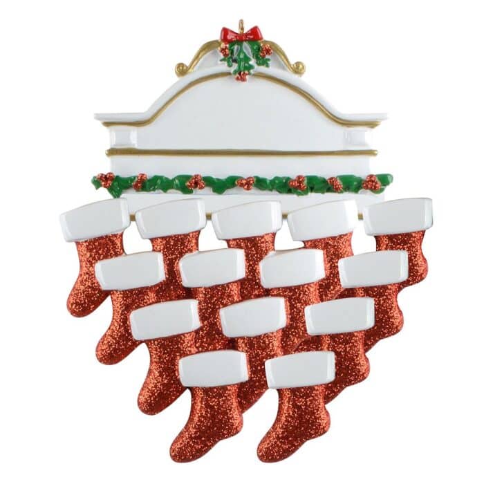 White Mantle Large Family Ornament Personalized Fourteen