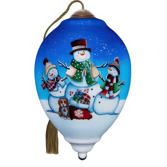 Snowman Family with Puppy Neqwa Art® Ornament
