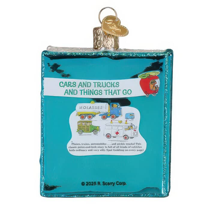 Cars Trucks Things That Go Book Ornament by Old World Christmas Back