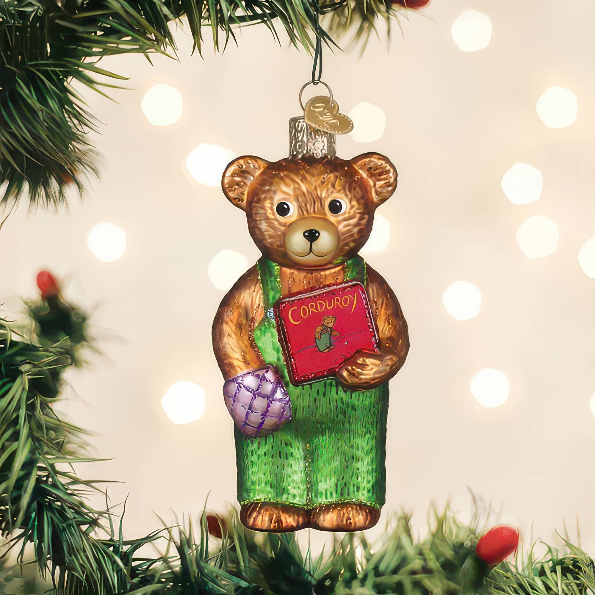 Corduroy Holding Book Ornament By Old World Christmas - St Nick's