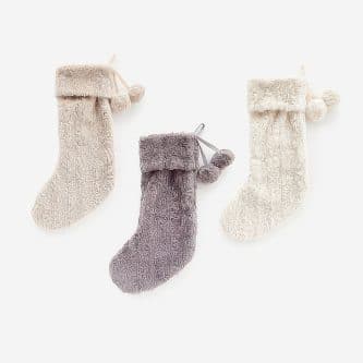 Fluffy Faux Fur Pom Pom Stocking