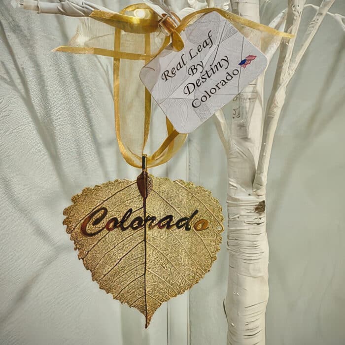 Gold Real Aspen Leaf Colorado Ornament