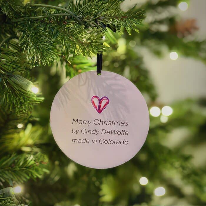 Merry Christmas Ornament by Cindy Dewolfe Back
