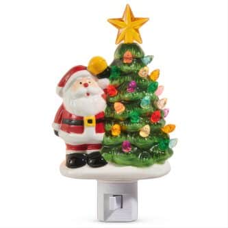 Nostalgic Santa and Green Tree Night Light