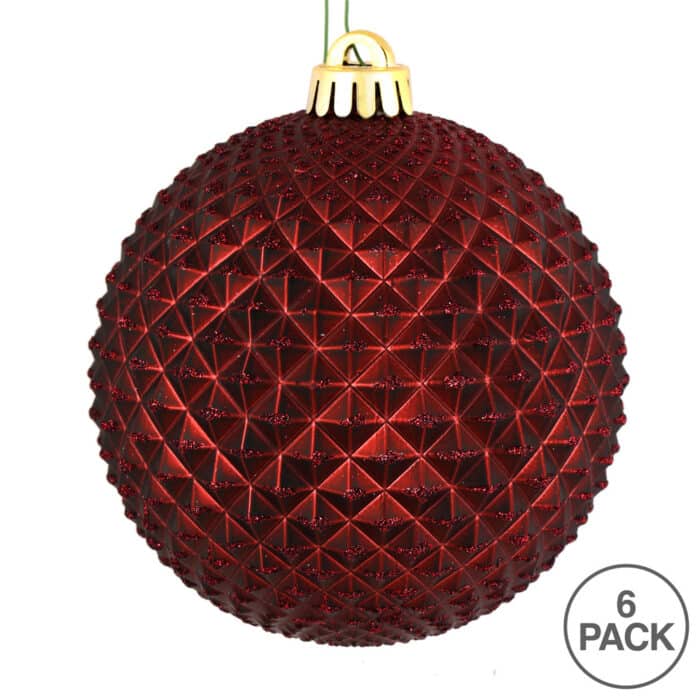 Oversized Ball Glitter Ornament Burgundy 4
