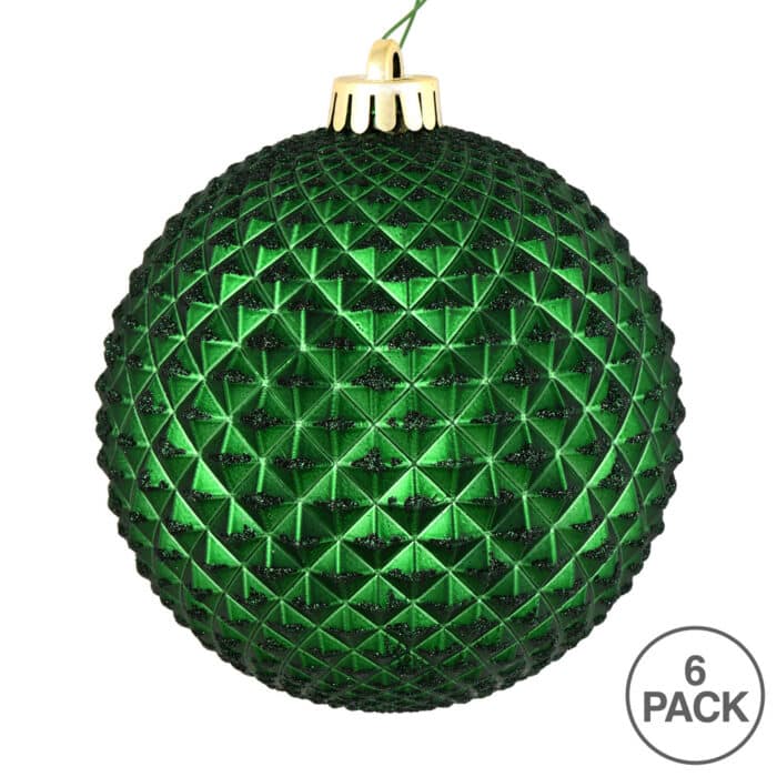 Oversized Ball Glitter Ornament Emerald