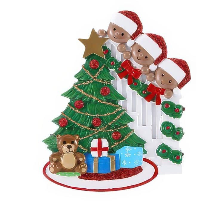 Peeking Around The Tree Family Ornaments Personalized 3