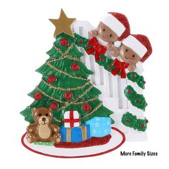 Peeking Around The Tree Family Ornaments Personalized