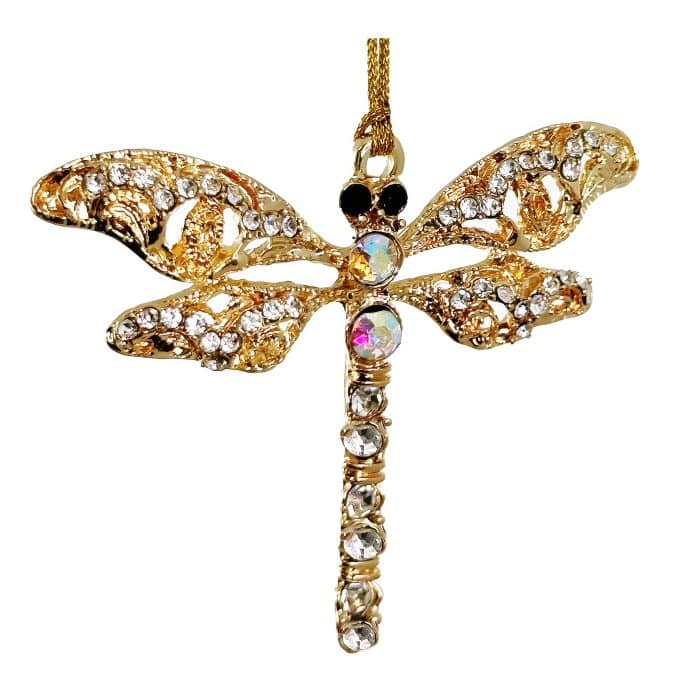 Rhinestone Dragonfly Gold Ornament
