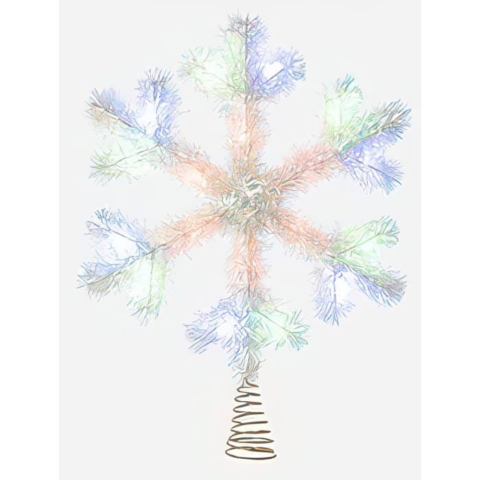 Tinsel Covered Starburst Lit Tree Topper