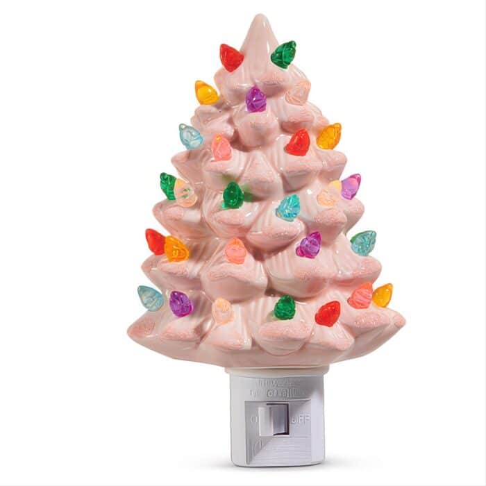 Vintage Pink Porcelain Tree Night Light