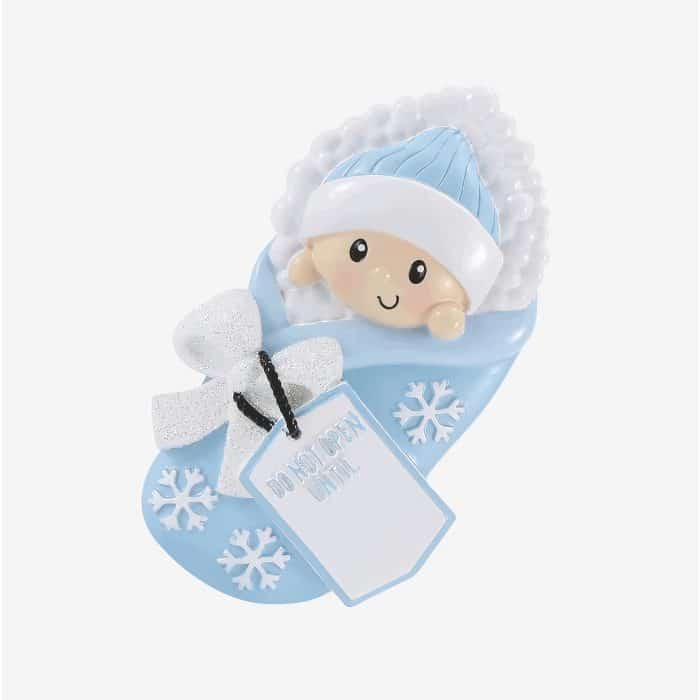 Baby Do Not Open Until Ornament Personalized Blue