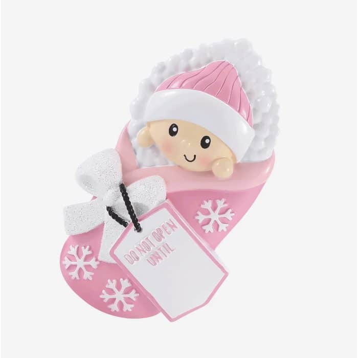 Baby Do Not Open Until Ornament Personalized Pink