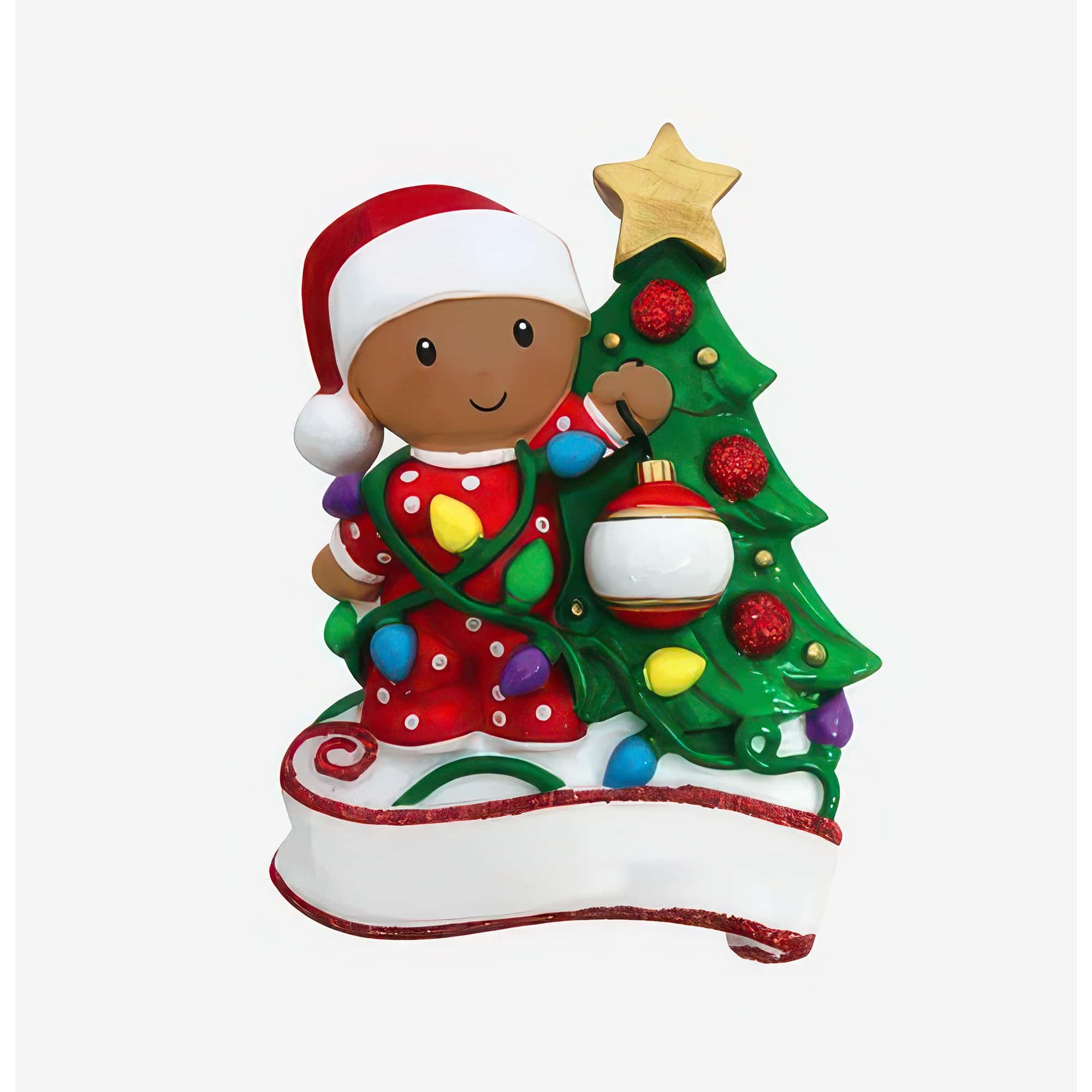 Child Decorating a Tree Ornament Personalize Aa