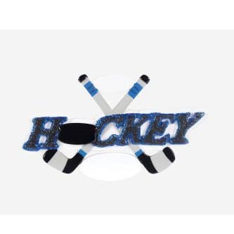 Crossed Hockey Sticks Puck Ornament Personalize