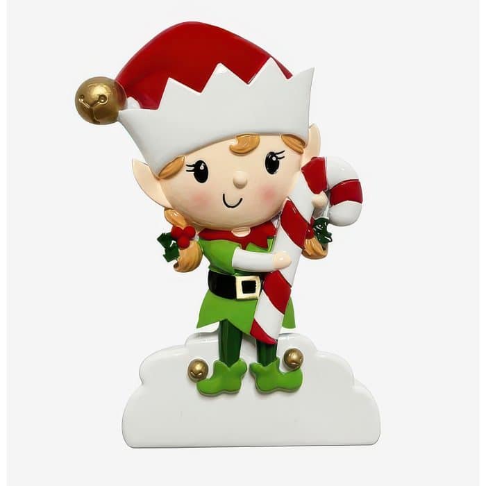 Little Elf Christmas Ornament Personalized Candy Cane