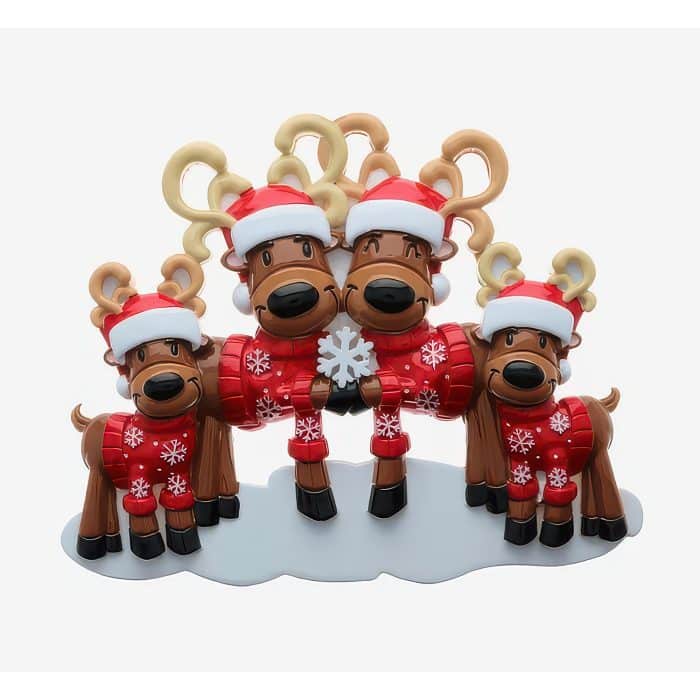 Reindeer Family Ornament Personalized Four
