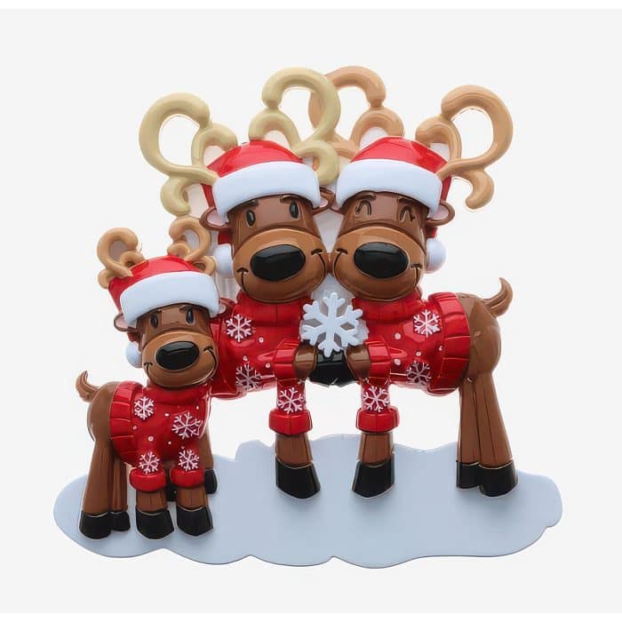 Reindeer Family Ornament Personalized Three
