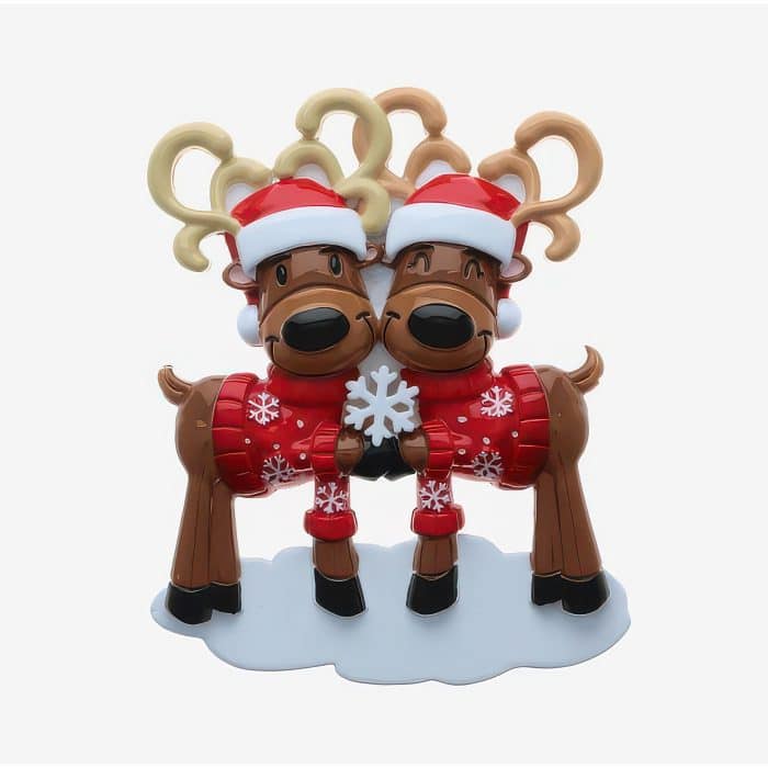 Reindeer Family Ornament Personalized Two