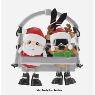 Ski Lift Riding Family Ornament Personalized