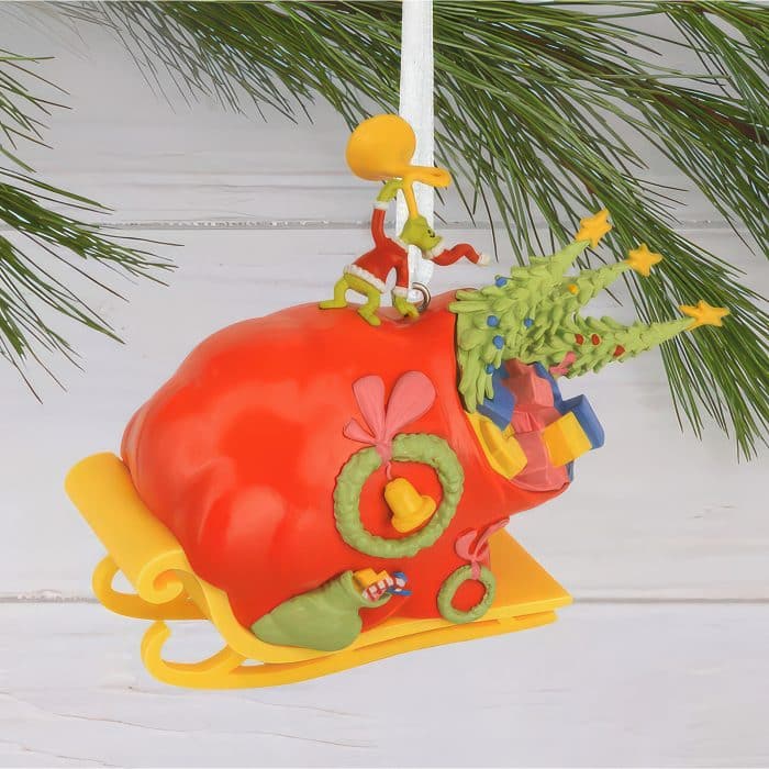 the Grinch Sleigh Ornament Glam Shot