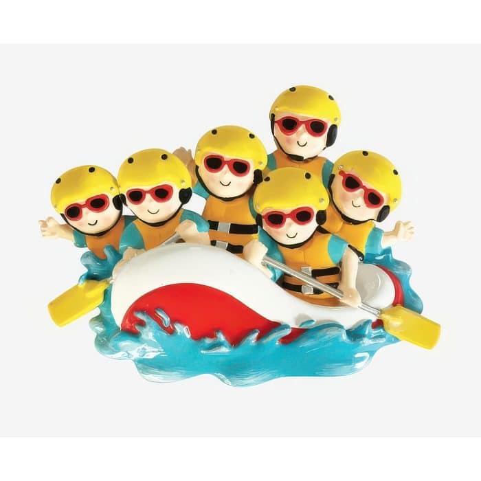 White Water Rafting Ornament Personalized Family of Six
