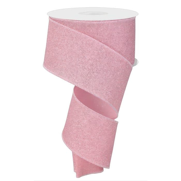 Faux Royal With Fine Glitter Ribbon 2.5" Light Pink