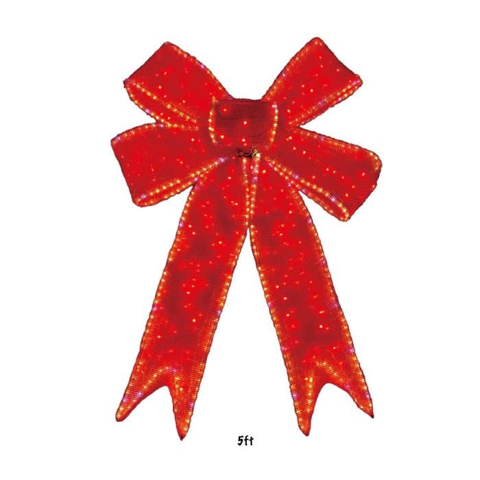 Red Bow Twinkle Led Bow Three Sizes 5ft