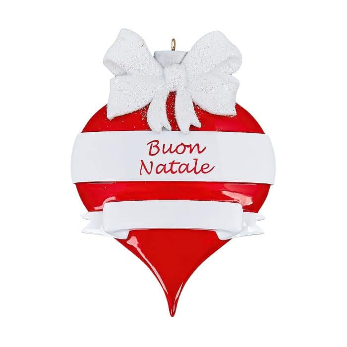 Buon Natale Red and White Ornament Personalize