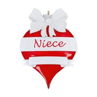 Niece Red and White Ornament Personalize