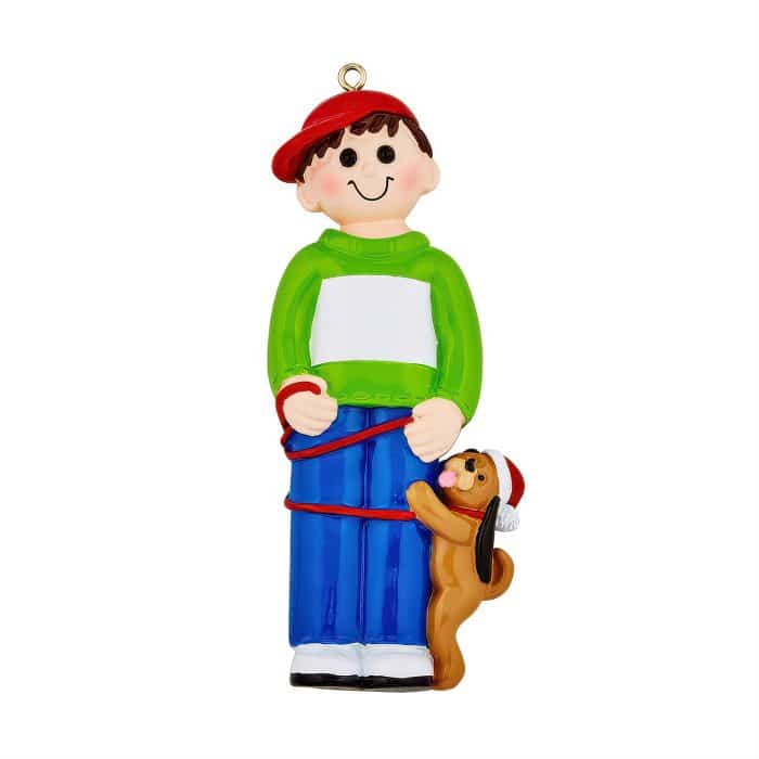 Pals with a Dog Ornament Personalize Boy
