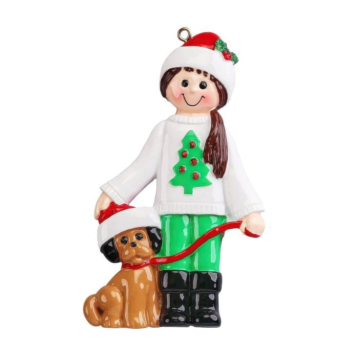 Pals with a Dog Ornament Personalize Girl
