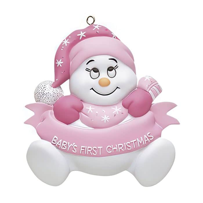 Babys First Pink Snowbaby Ornament Personalize