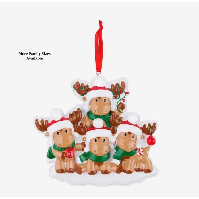 Cutesy Moose Family Ornaments Personalized