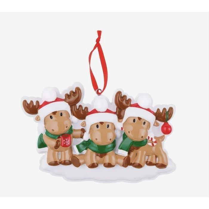 Cutesy Moose Family Ornaments Personalized Three