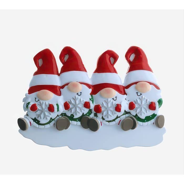 Snowflake Gnome Family Ornaments Personalized Four