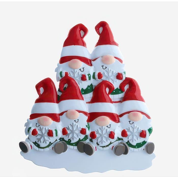 Snowflake Gnome Family Ornaments Personalized Six