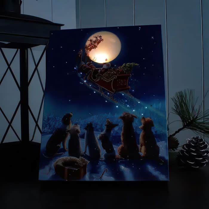 Santas Arrival Mini Lighted Tabletop Canvas Lit