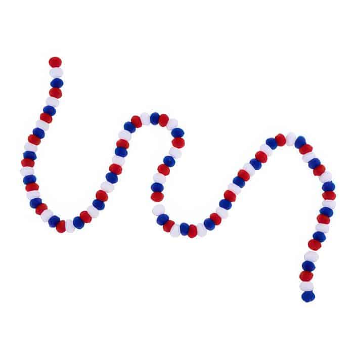 Pompom Garland Red White and Blue