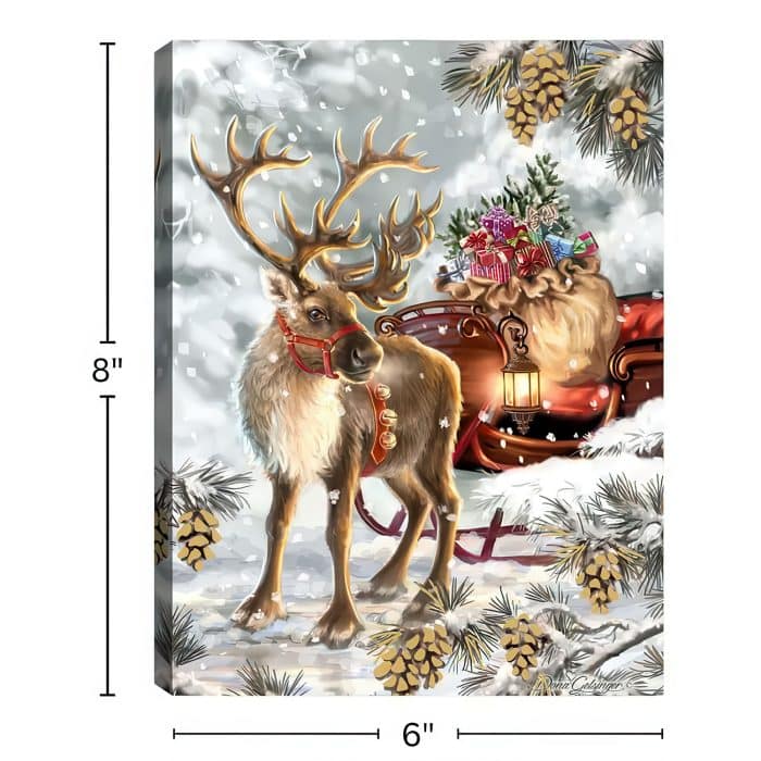 White Gold Reindeer Mini Lighted Tabletop Canvas Size