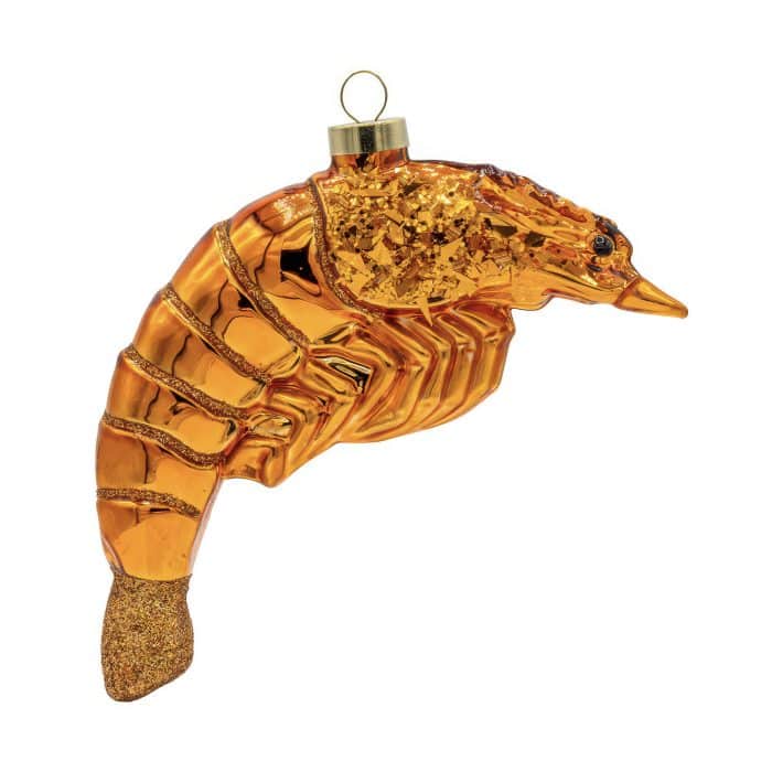Shrimp Glittered Ornament Side
