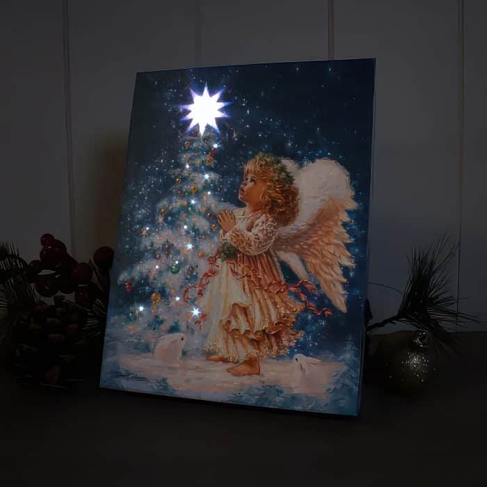 Christmas Wish Mini Lighted Tabletop Canvas Lit