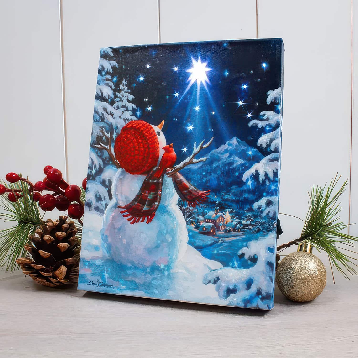 Upon a Midnight Clear Mini Lighted Tabletop Canvas
