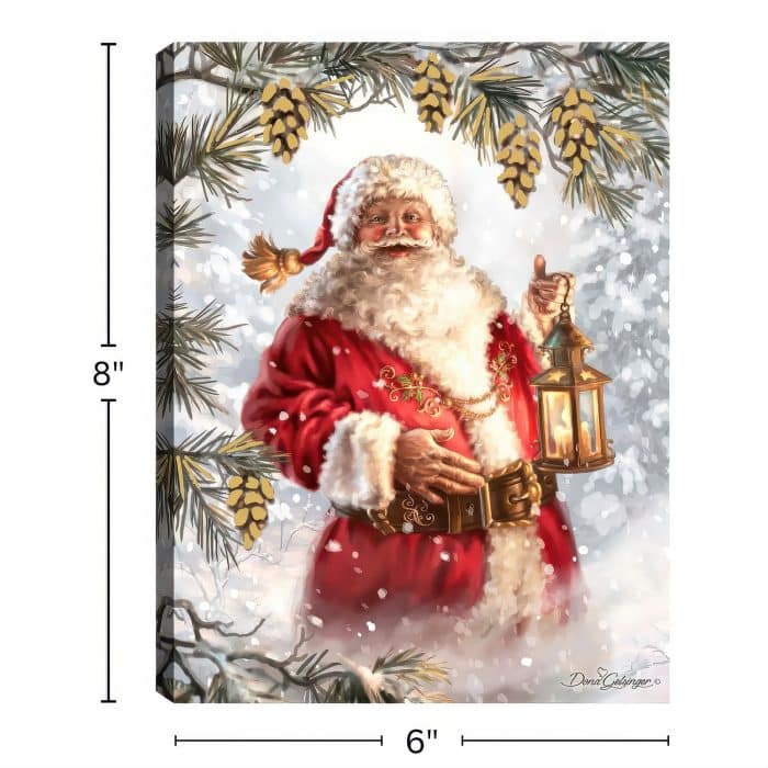 White Gold Santa Lighted Tabletop Canvas Size