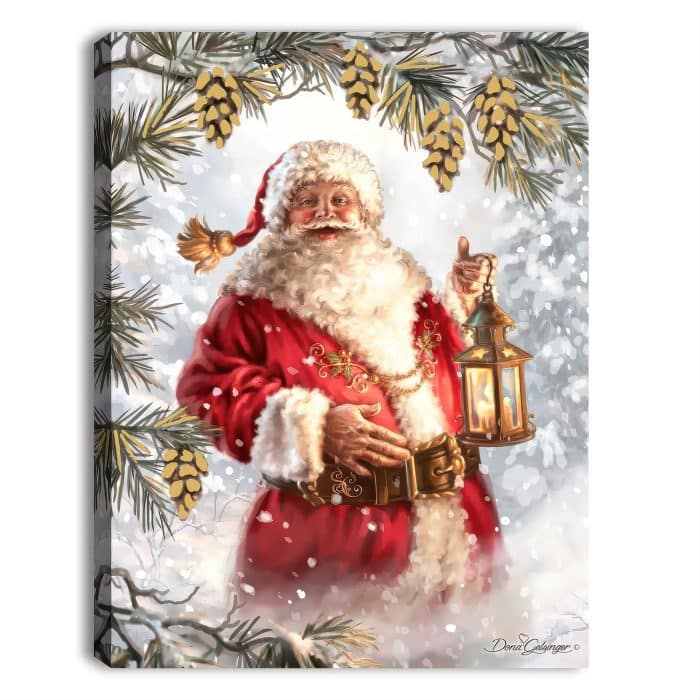 White Gold Santa Lighted Tabletop Canvasjpg